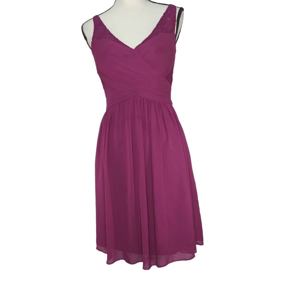 B2 Jasmine Lace Chiffon Fuchsia Midi Dress Size 6‎